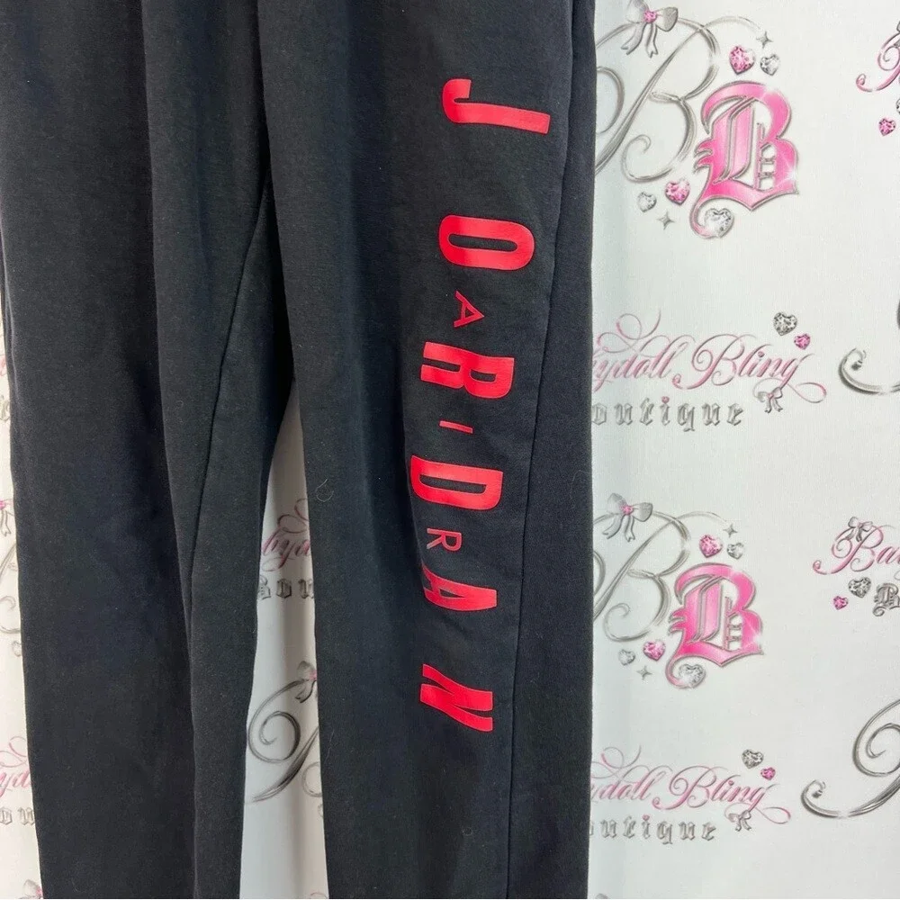 Jordan Black Joggers with Red Lettering